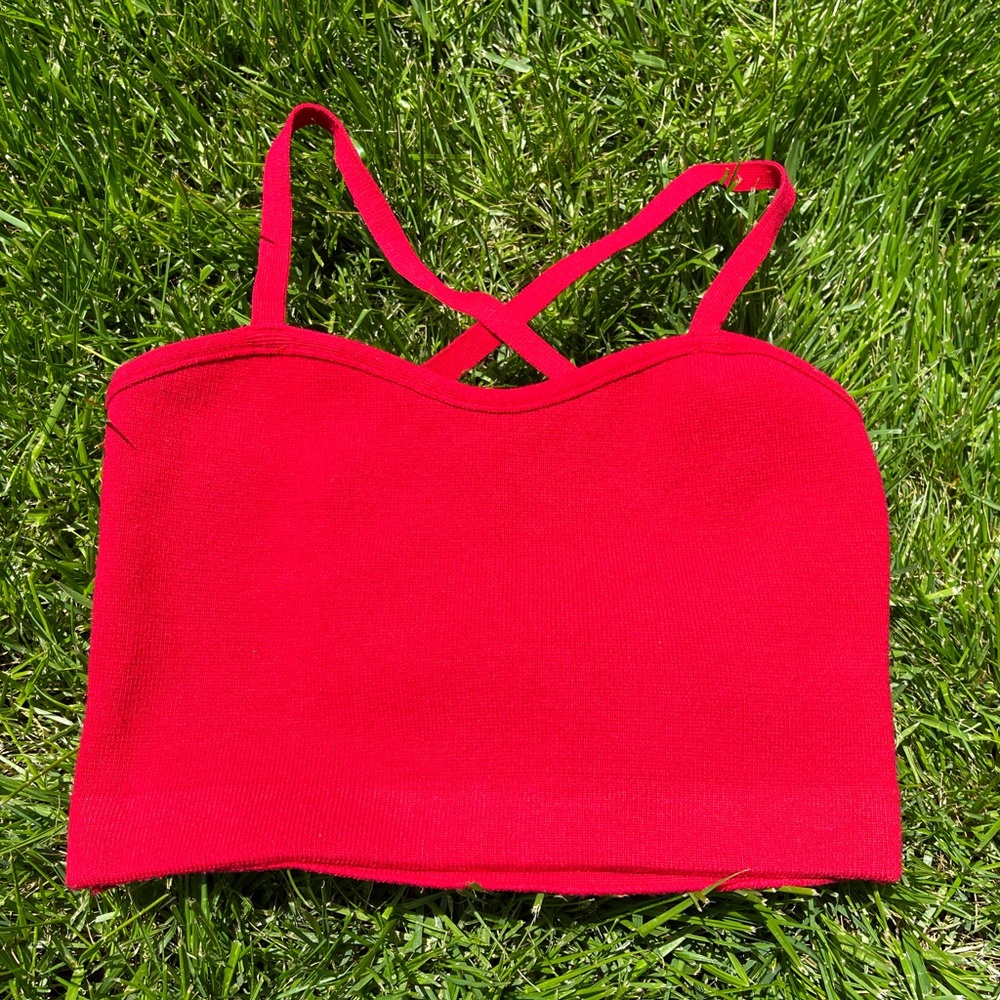 Forever 21 cross back crop top in red